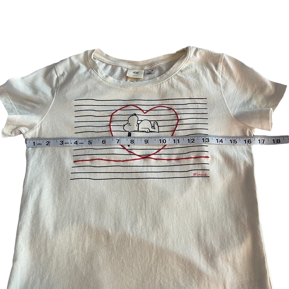 LOGG by H&M Snoopy in Heart Logo Cream T-shrit Size XS - Picture 5 of 7